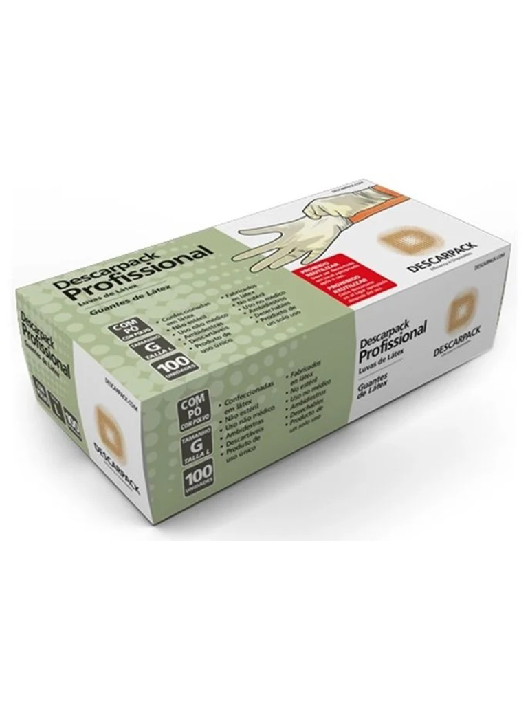 Luva para Procedimento Látex Não Estéril Tamanho Grande (G) 