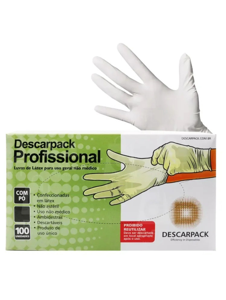 Luva para Procedimento Látex Não Estéril Tamanho Médio (M) 